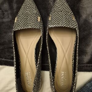 Alfani Black & White Patterned Pointed-Toe Flats